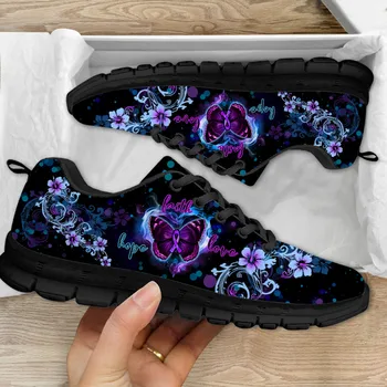 Фантазийные фиолетовые кроссовки с принтом бабочки для женщин, мужчин, Износостойкие модные кроссовки для бега, Обувь для отдыха на плоской подошве, Новая обувь