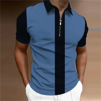 Мужская рубашка поло Гольф с лацканами, реглан с 3D принтом, одежда на молнии с короткими рукавами, Модный повседневный дышащий топ