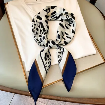 Темпераментный леопардовый узор, маленький квадратный шарф, женский декоративный шарф, модный шелковый шарф, повязка для волос, шарф, сумка для связывания