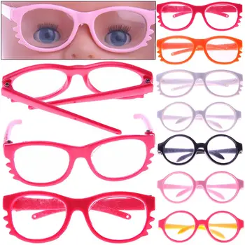 Модные красочные кукольные очки с прозрачными линзами, очки в круглой оправе, миниатюрные очки, подходящие для 18-дюймового игрового домика, классный аксессуар для девочки