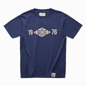 Летняя новая мужская хлопковая футболка с круглым вырезом и коротким рукавом в стиле ретро Guocao locomotive с принтом на спине