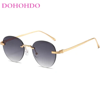 Женские солнцезащитные очки DOHOHDO овальной формы Без оправы, Модные Металлические Мужские солнцезащитные очки, Универсальные Декоративные очки для уличных фотосессий UV400