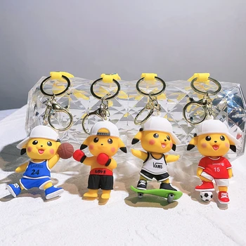 Брелок с фигуркой Покемона, модель Kawaii Pikachu, Брелок с подвеской, 3D Силиконовая кукла, Брелоки, украшение для рюкзака, детские игрушки, подарки