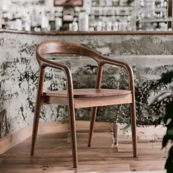 Простой обеденный стул в стиле ретро, кофейный стул для рук на открытом воздухе, Скандинавское дерево, мебель для дома Sillas Comedor Sandalye HD50CY