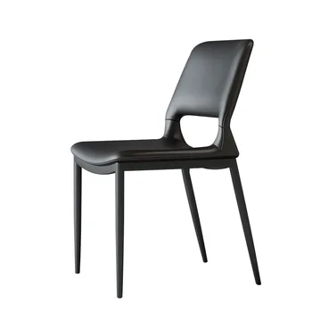 Современный обеденный стул в итальянском минимализме, кожаный стул из микрофибры, ресторанный стул в скандинавском минимализме, легкая роскошная домашняя кожа