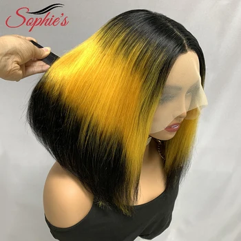 Sophies Смешанный цветной парик TPart из натуральных волос на кружеве, Парики для женщин, Бразильские волосы Remy, 180% Плотность, 8-12 дюймов