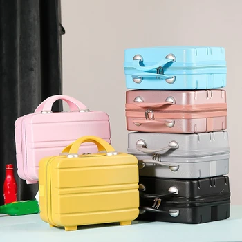 Мини-косметичка для ручной клади для путешествий, маленькая переносная сумка для переноски, милый чемодан для макияжа, многофункциональное хранилище