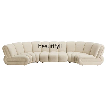 Индивидуальный итальянский минималистский Большой Плоский Изогнутый диван из овечьей шерсти в кремовом стиле, комбинированный диван с клавишами для фортепиано, Модульный диван