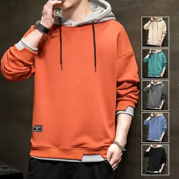 Эластичная манжета, шикарный пуловер в корейском стиле, весенняя толстовка с капюшоном, мужская осенняя толстовка контрастных цветов для работы
