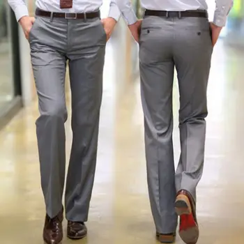 Летние Высококачественные брендовые брюки для делового костюма, Корейский стиль, мужские гладкие однотонные повседневные Прямые Офисные официальные брюки, Мужские A08