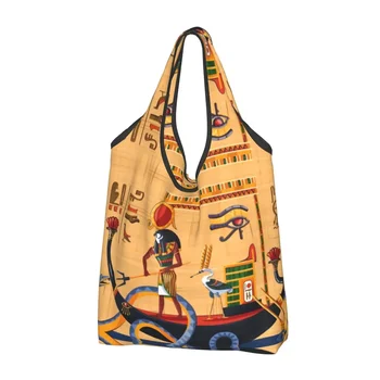 Забавные сумки для покупок с Иероглифами Древнего Египта, Портативная сумка для покупок продуктов египетской культуры