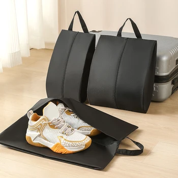 Сумки для обуви для путешествий, портативная нейлоновая сумка для обуви на молнии, водонепроницаемый органайзер для хранения обуви для путешествий на открытом воздухе, черный