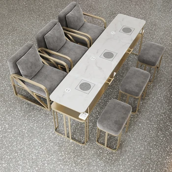 Мраморный Металлический маникюрный стол, вакуум, Роскошный Белый дизайн, Специализированный Маникюрный стол, Современная мебель для маникюрного салона YX50M