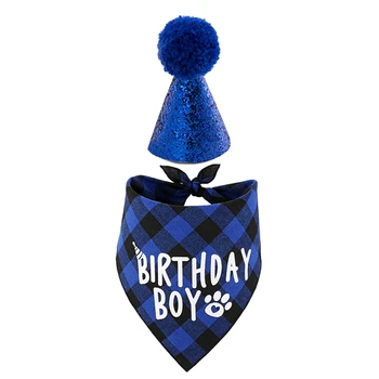 Принадлежности для празднования Дня рождения собаки, шапочка на день рождения питомца и бандана на день рождения мальчика-собачки