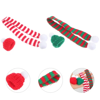 8 шт. рождественских мини-шляп, шарфов, крышек для бутылок, миниатюрных украшений