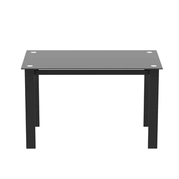 Современный обеденный стол из закаленного стекла черного цвета, простые прямоугольные металлические ножки для кухонного стола в гостиной