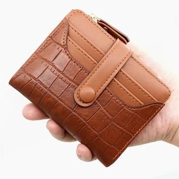 Короткий кошелек с застежкой, защищающей от кражи, искусственная крокодиловая кожа Для мужчин, женская карманная сумка, кошелек с застежкой для карт большой емкости